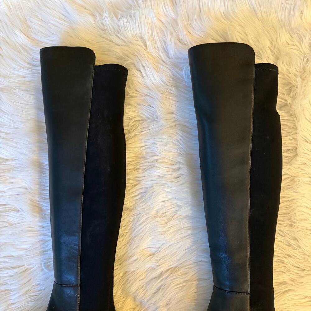 Stuart Weitzman City Block Over The Knee Boots Leather Stretch Heeled Black - Picture 8 of 13